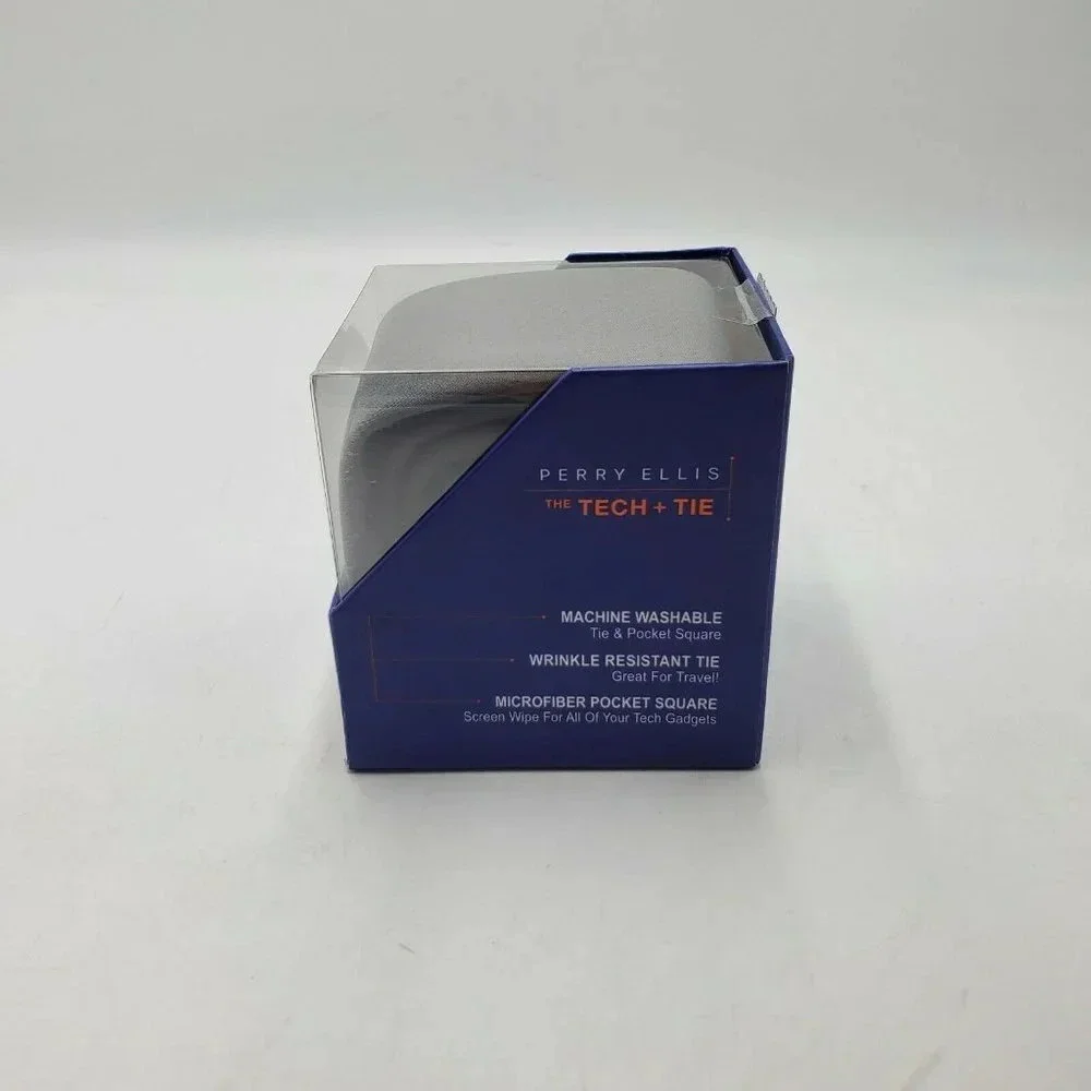 Perry Ellis‎ Necktie and Pocket Square Set Gray NIB